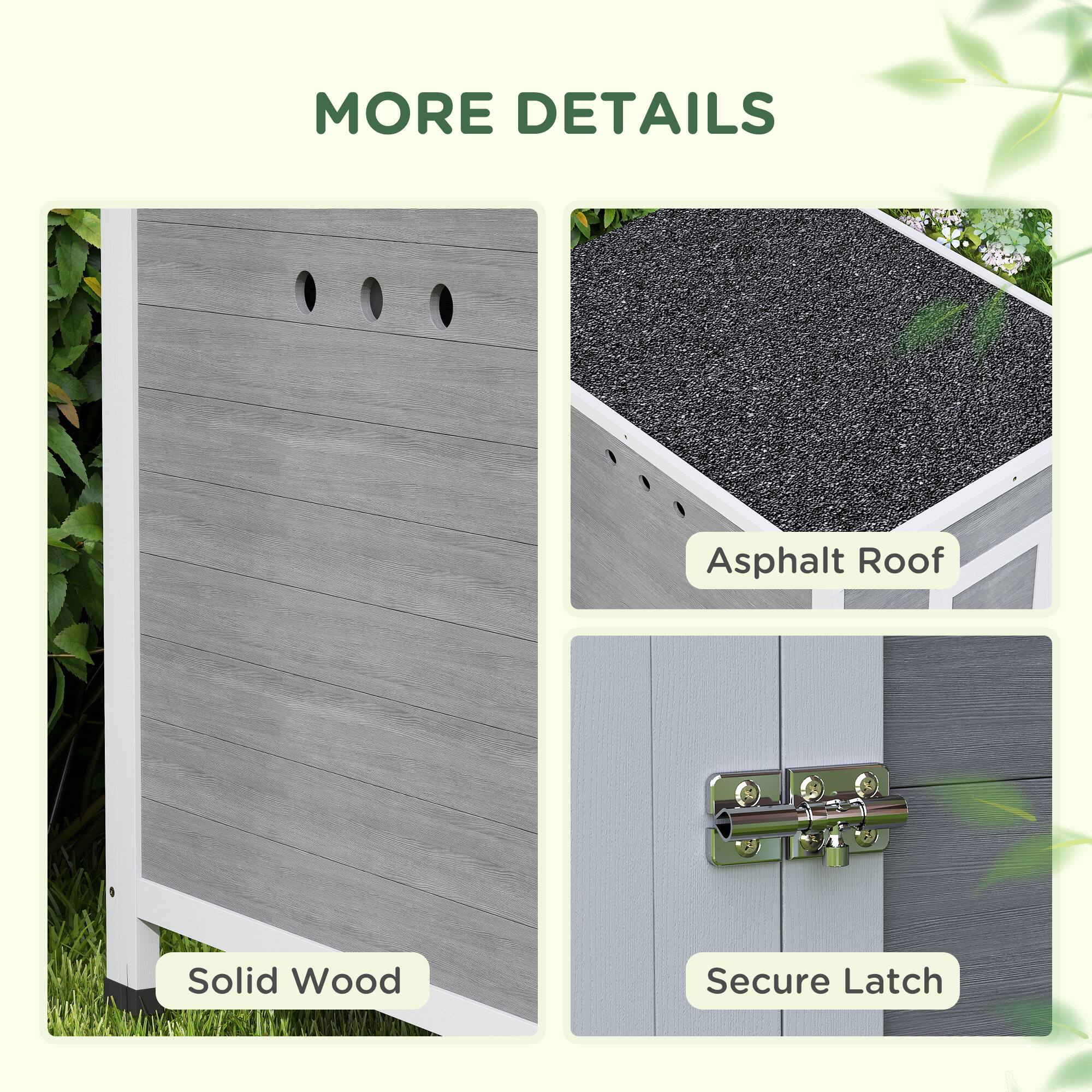 MORE DETAILS

- Solid Wood
- Asphalt Roof
- Secure Latch