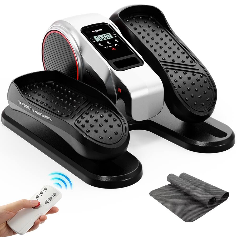 HARISON - Under Desk Elliptical Machine for Seniors, Mini Elliptical with 12-Level Magnetic Resistance (BB305) - Silver