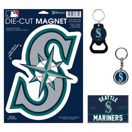 WinCraft - Seattle Mariners 4-Pack Key Rings and Magnets Set - Multicolor