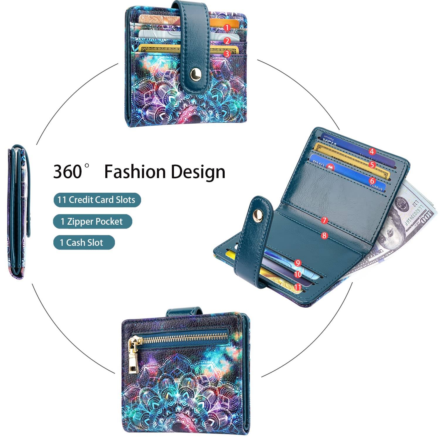 Jadie Link Small Wallets Women Slim Minimalistfor Bifold Credit Card ...