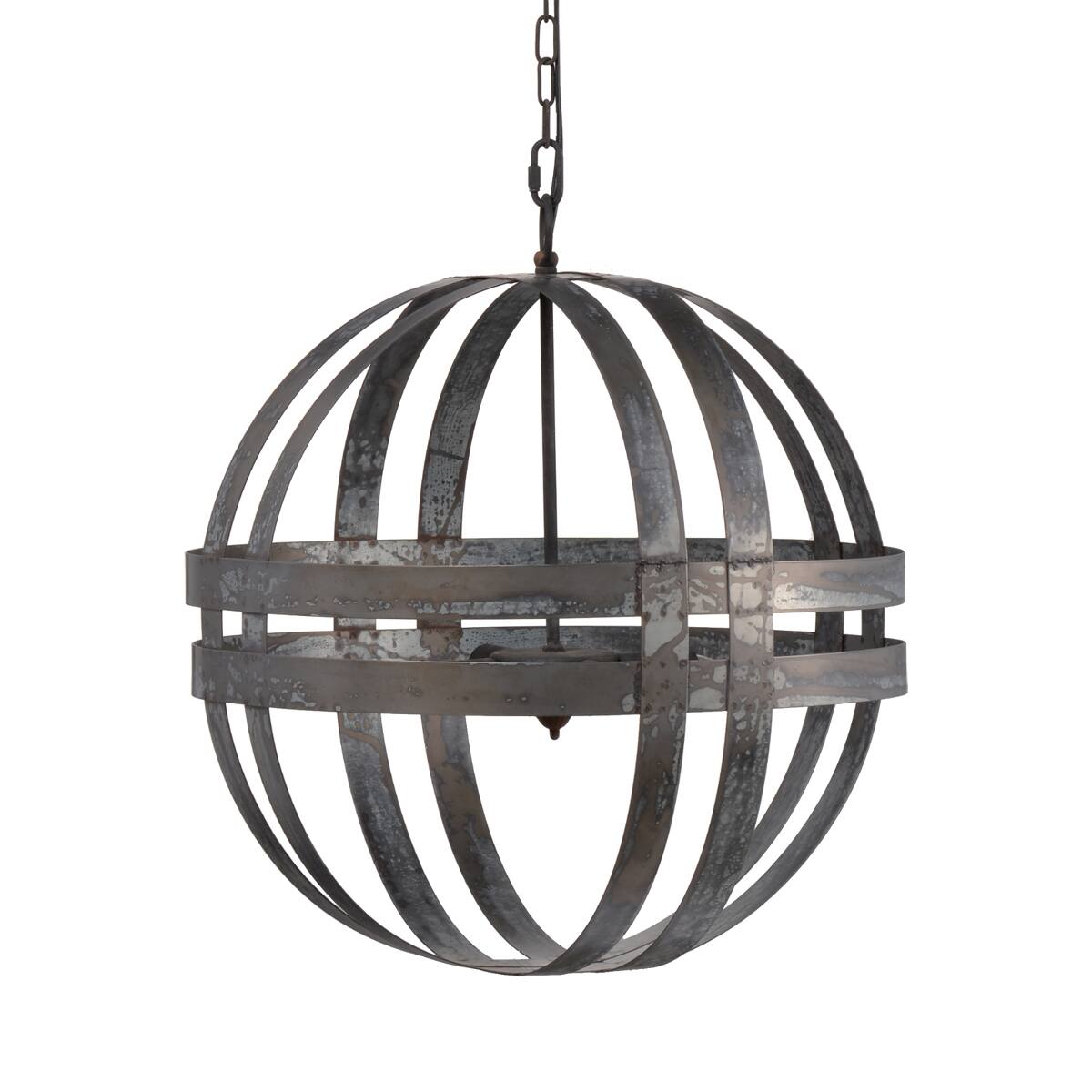 Alt View 9. Loheer - Loheer 4-Light Galvanized Steel Chandelier with Adjustable Chain, Antique Silver.