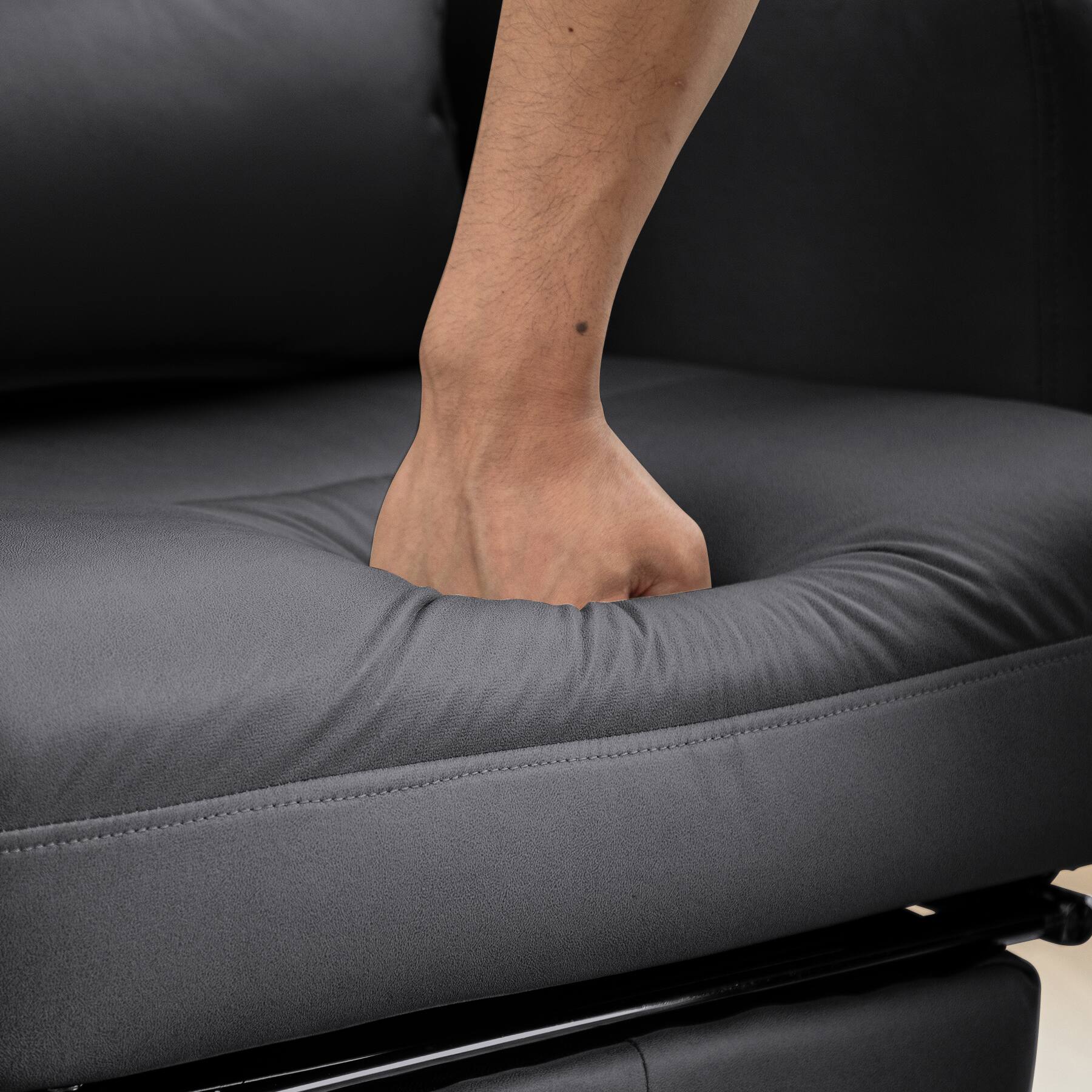 Alt View 2. Spaco - Spaco Executive Office Chair with Tech Leather, High Back, Adjustable Lumbar Support, 155° Recline, for Home Office - DARK GREY.