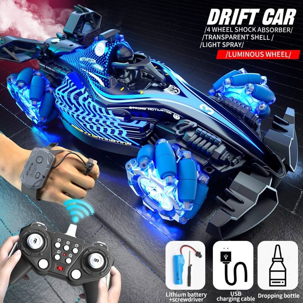 Loheer - Blue F1 Remote Control Racing Car with Tail Spray Music and Lights