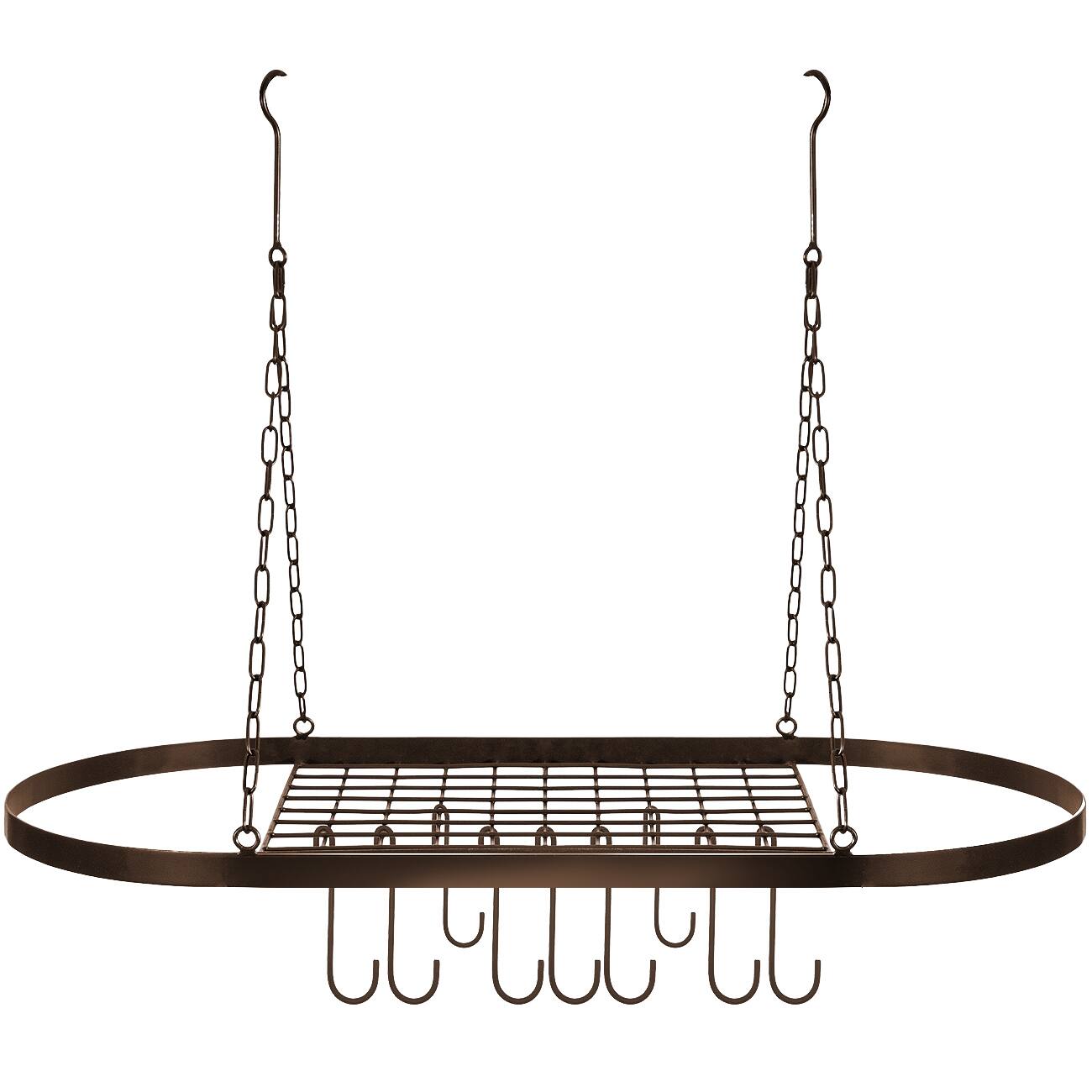 Alt View 4. Sorbus - Sorbus® Pot and Pan Rack for Ceiling with Hooks, Decorative Oval Mounted Storage Rack, Multi-Purpose Organizer for Home - Bronze.