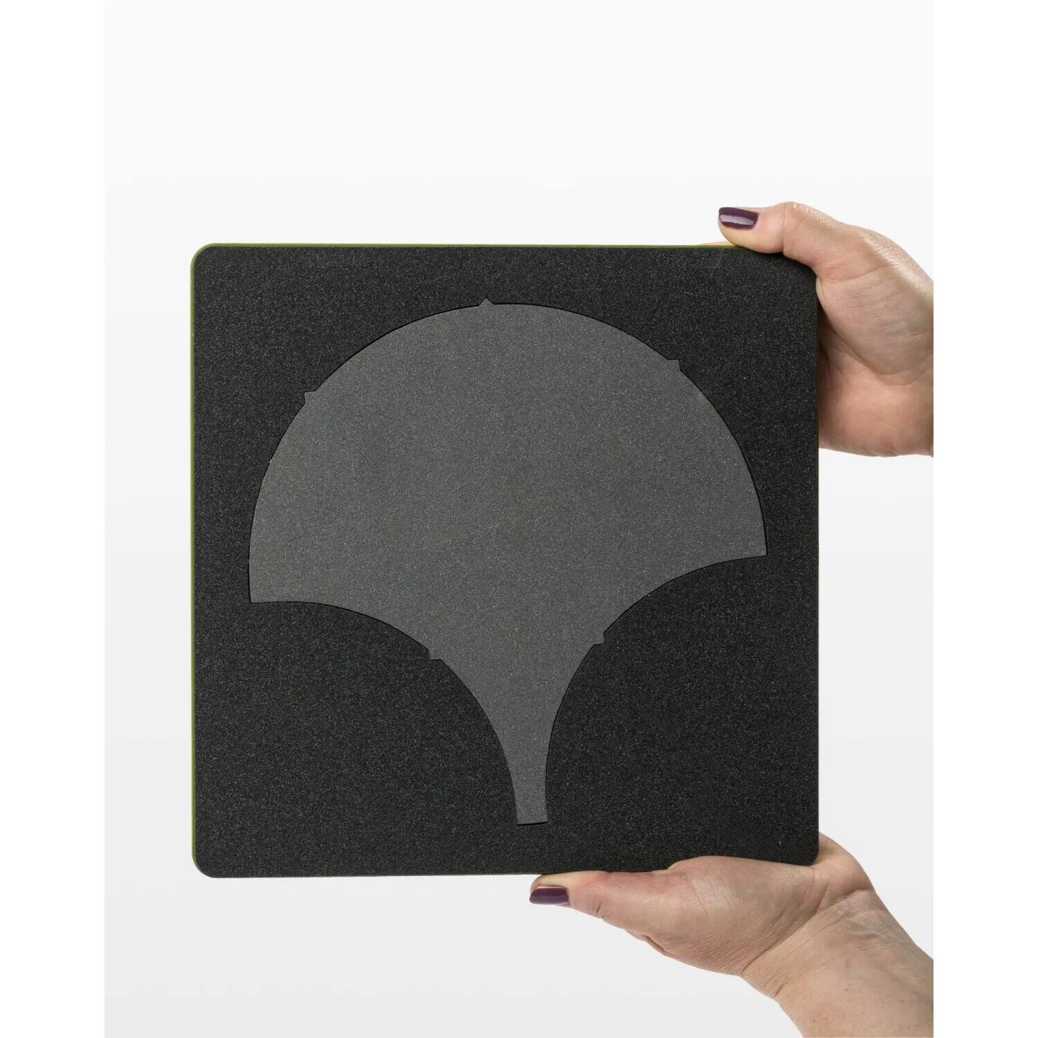 Angle. AccuQuilt - AccuQuilt GO! Clamshell Die 8" Finished, Fabric Cutting Die for Quilting, Curved Piecing, Layer Cake Compatible - Green.