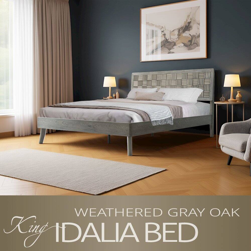 WEATHERED GRAY OAK  
King IDALIA BED