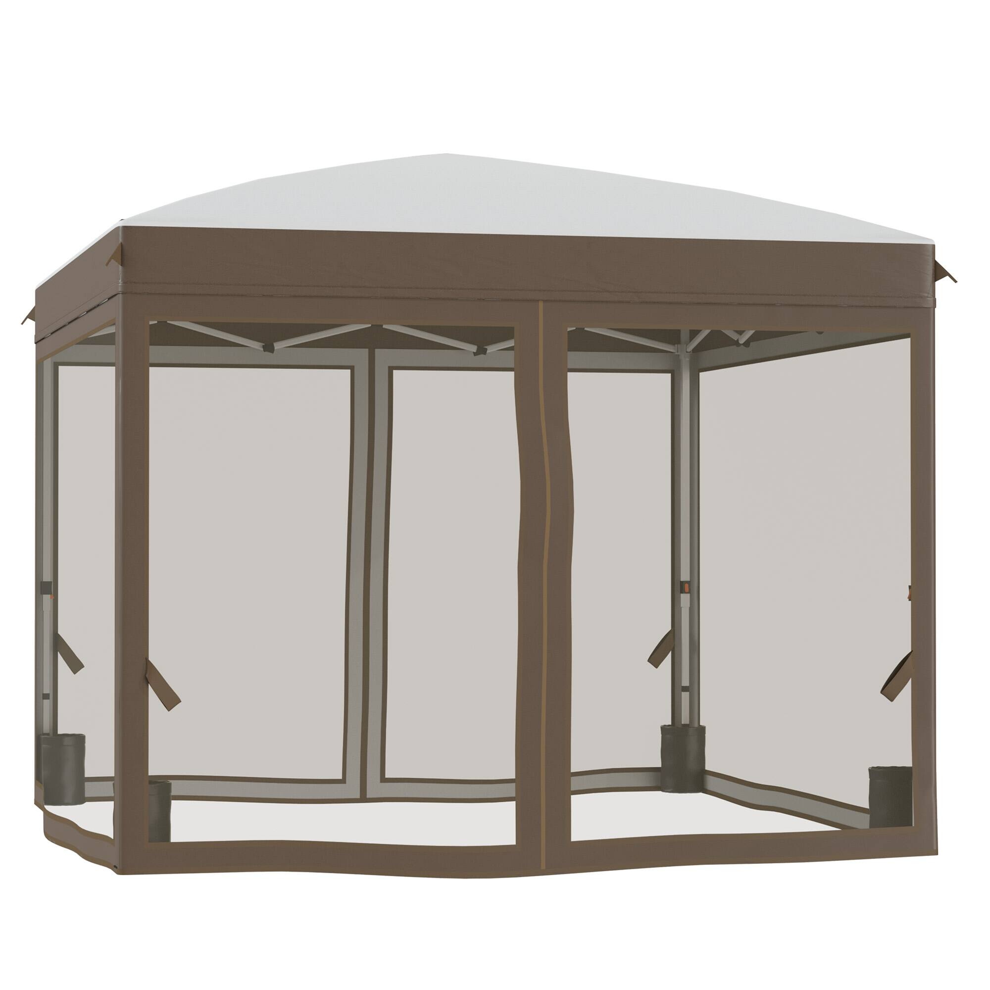 Front. Outsunny - x 10' Pop Up Canopy Tent with Netting, Instant Sun Shelter, Tents for Parties - Cream White.