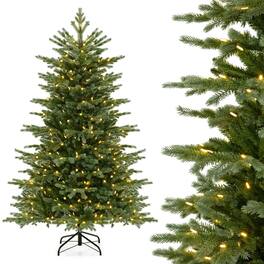 Costway - 6 FT Artificial Christmas Tree with 2116 Lush PVC & PE Tips 300 LED Lights - Green