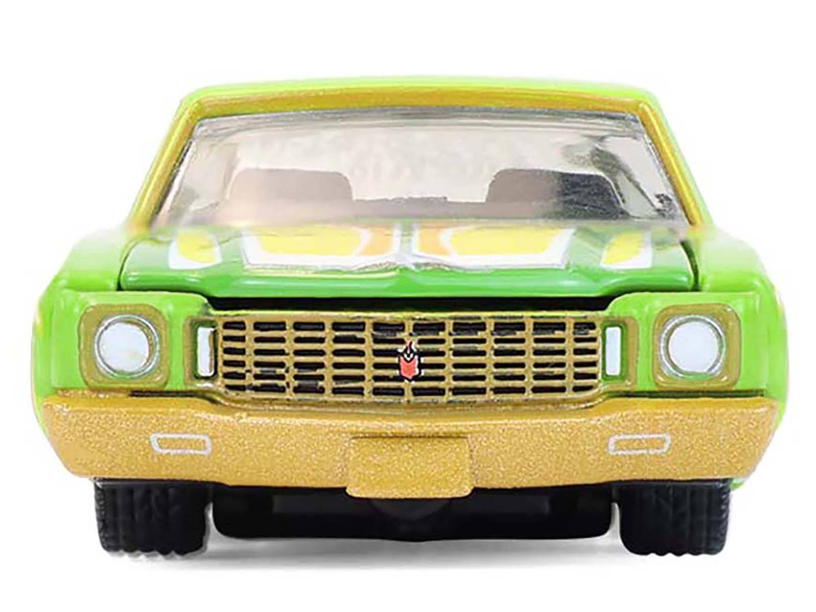 Alt View 4. Greenlight - 1970 Chevrolet Monte Carlo Lowrider "Michael Heralda Special Ed" Lime Green with Graphics 1/64 Model Car by Greenlight.