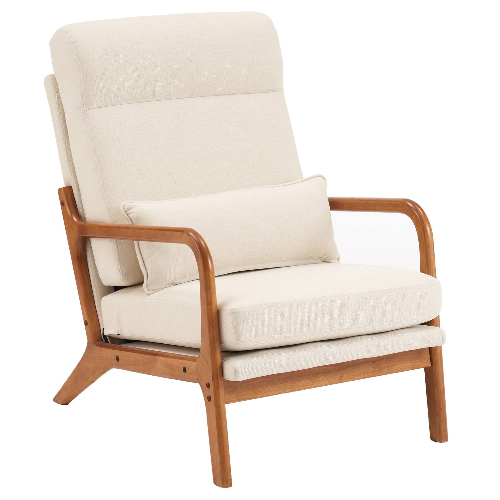 Front. SlickBlue - Armrest & Backrest Indoor Leisure Chair Comfortable Upholstered Lounge Chair for Home - Beige.