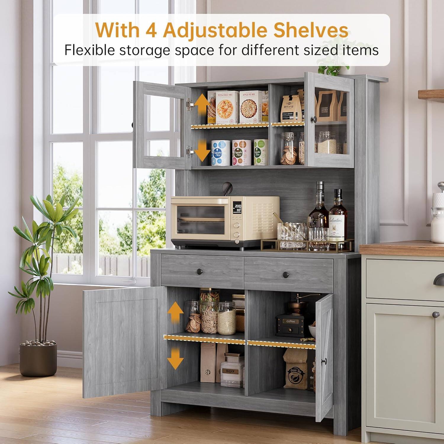 With 4 Adjustable Shelves  
Flexible storage space for different sized items