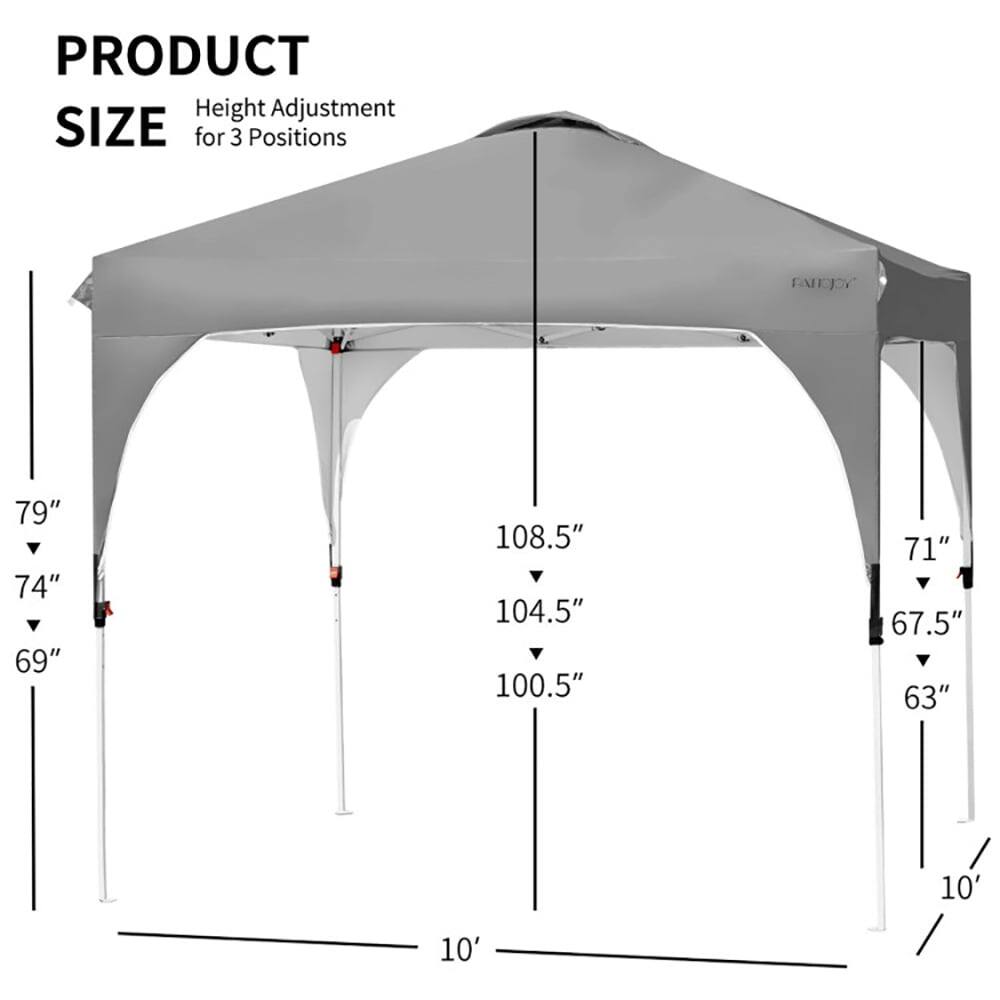 PRODUCT SIZE  
Height Adjustment for 3 Positions  

79"  
74"  
69"  

108.5"  
104.5"  
100.5"  

71"  
67.5"  
63"  

10'  
10'