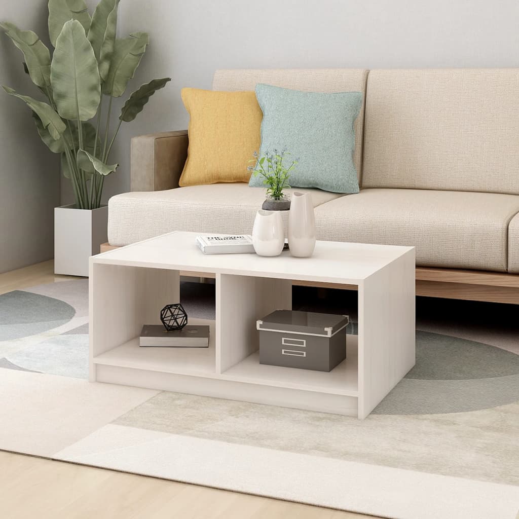 Alt View 2. Boyel Living - 19.7 x 29.5 x 13.2 in. Rectangular Coffee Table Solid Pinewood Medium Side Table in White - White.