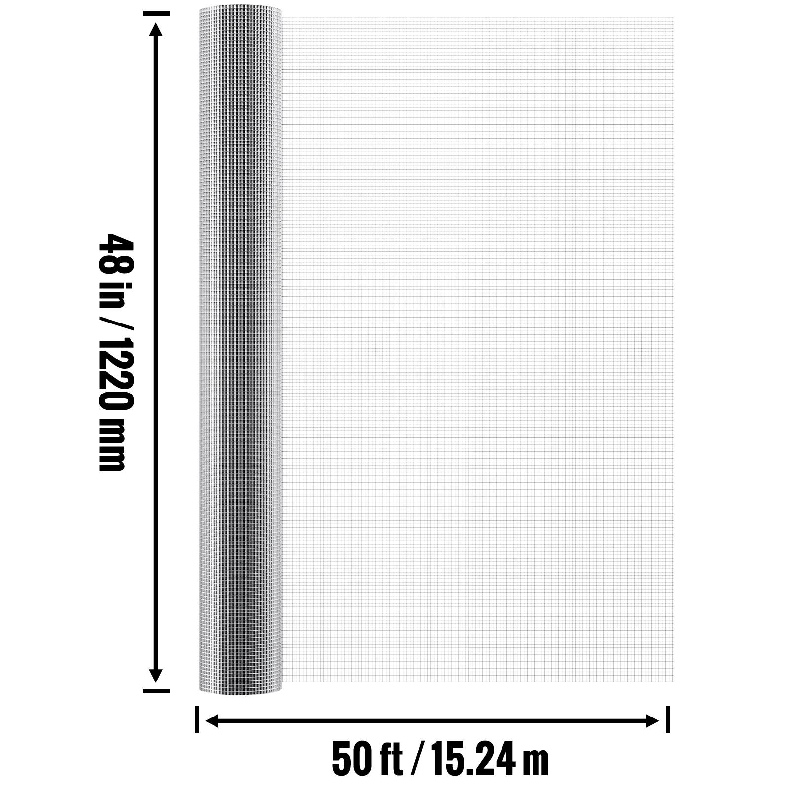48 in / 1220 mm, 50 ft / 15.24 m