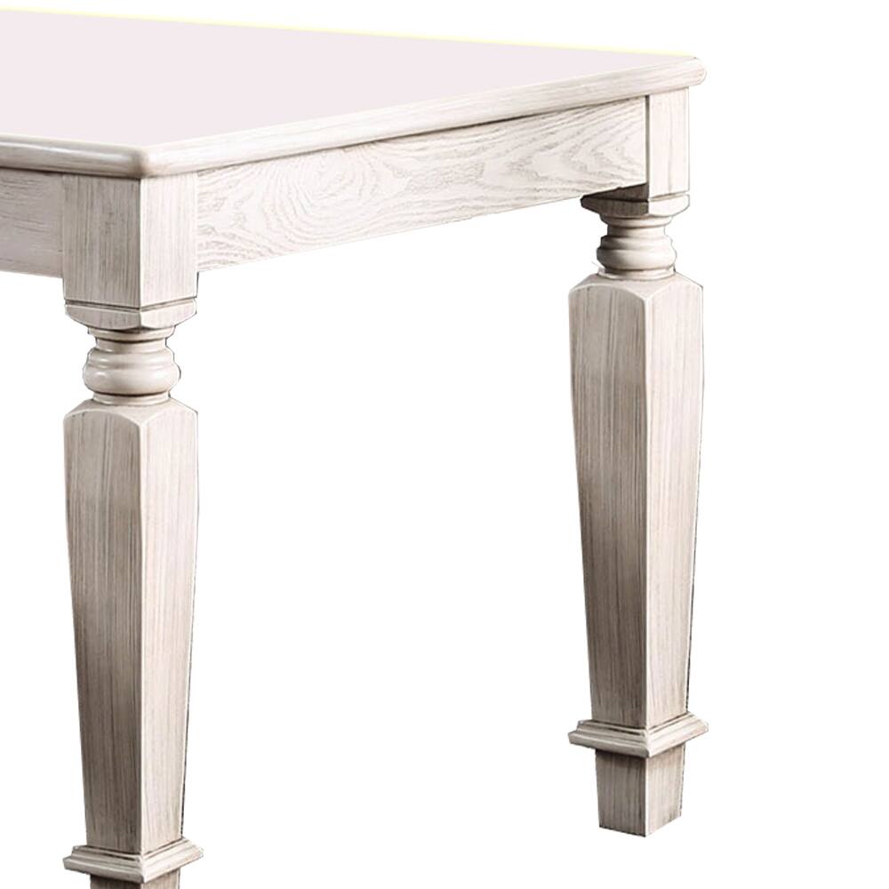 Alt View 3. Manhattan Lane - Wooden Dining Table with 2 Drawers and Tapered Legs, Distressed White - White.