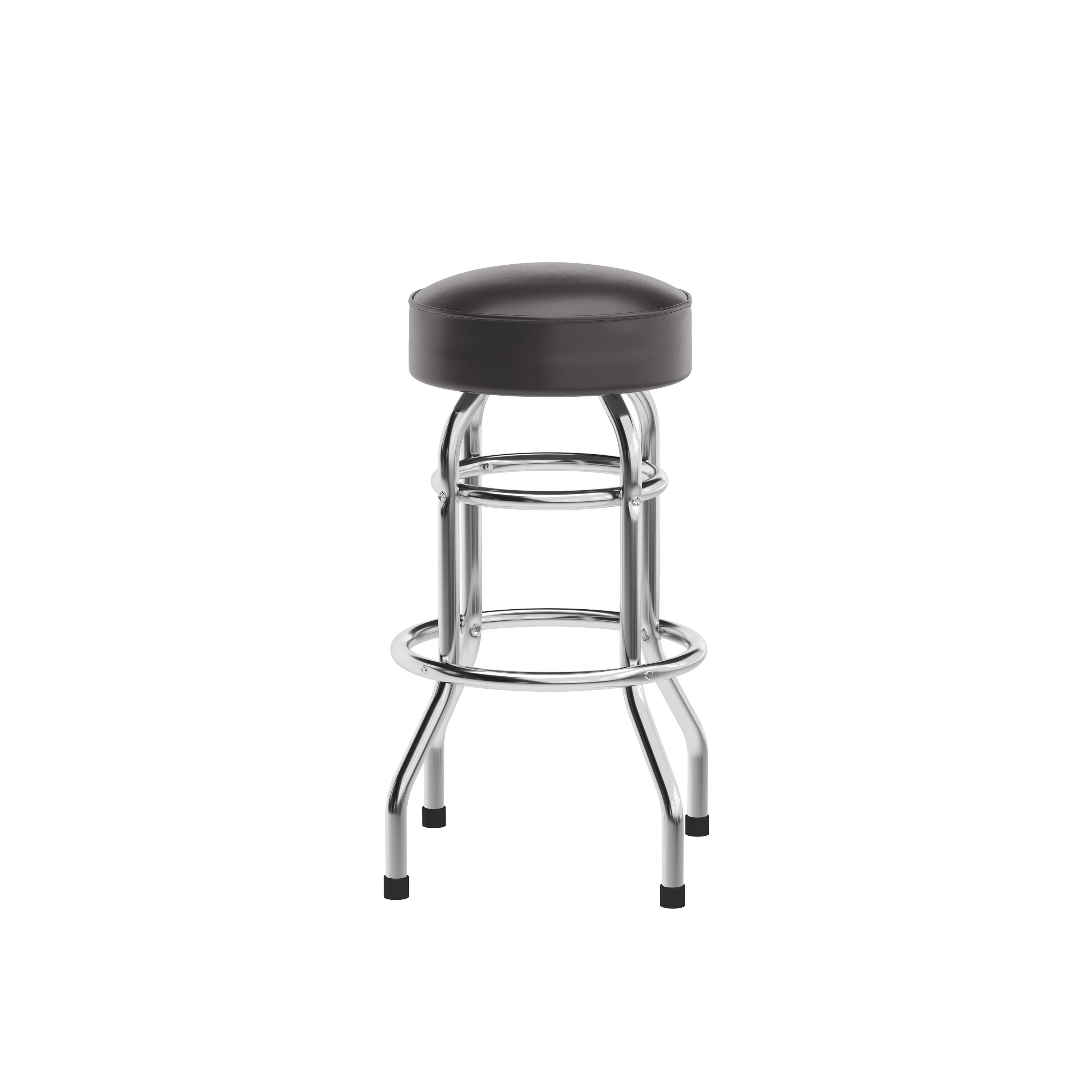 Front. Flash Furniture - Bruno Double Ring Chrome Barstool with Dark Brown Seat - Brown.