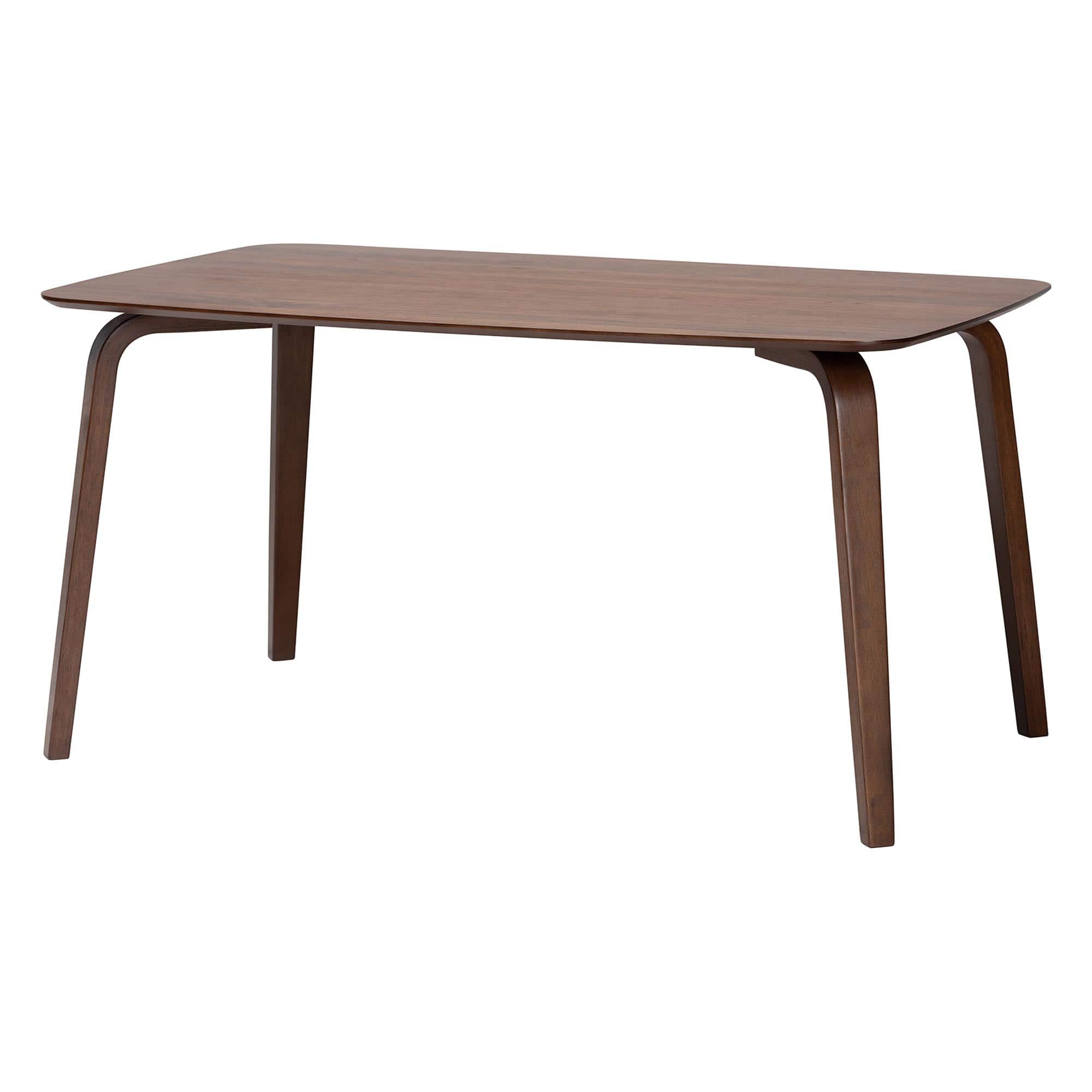 Baxton Studio - Billie Wood Dining Table - Bentwood Leg Table with Rectangular Top, Mid-Century Style Centerpiece Seats 4-6 - Walnut Brown