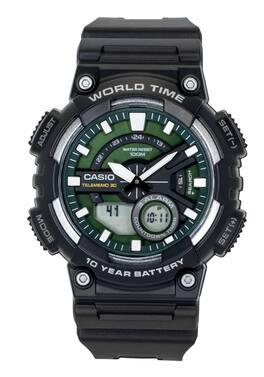 Casio - Analog Digital Resin Strap Dial Quartz AEQ-110W-3A2V 100M Men's Watch - Green
