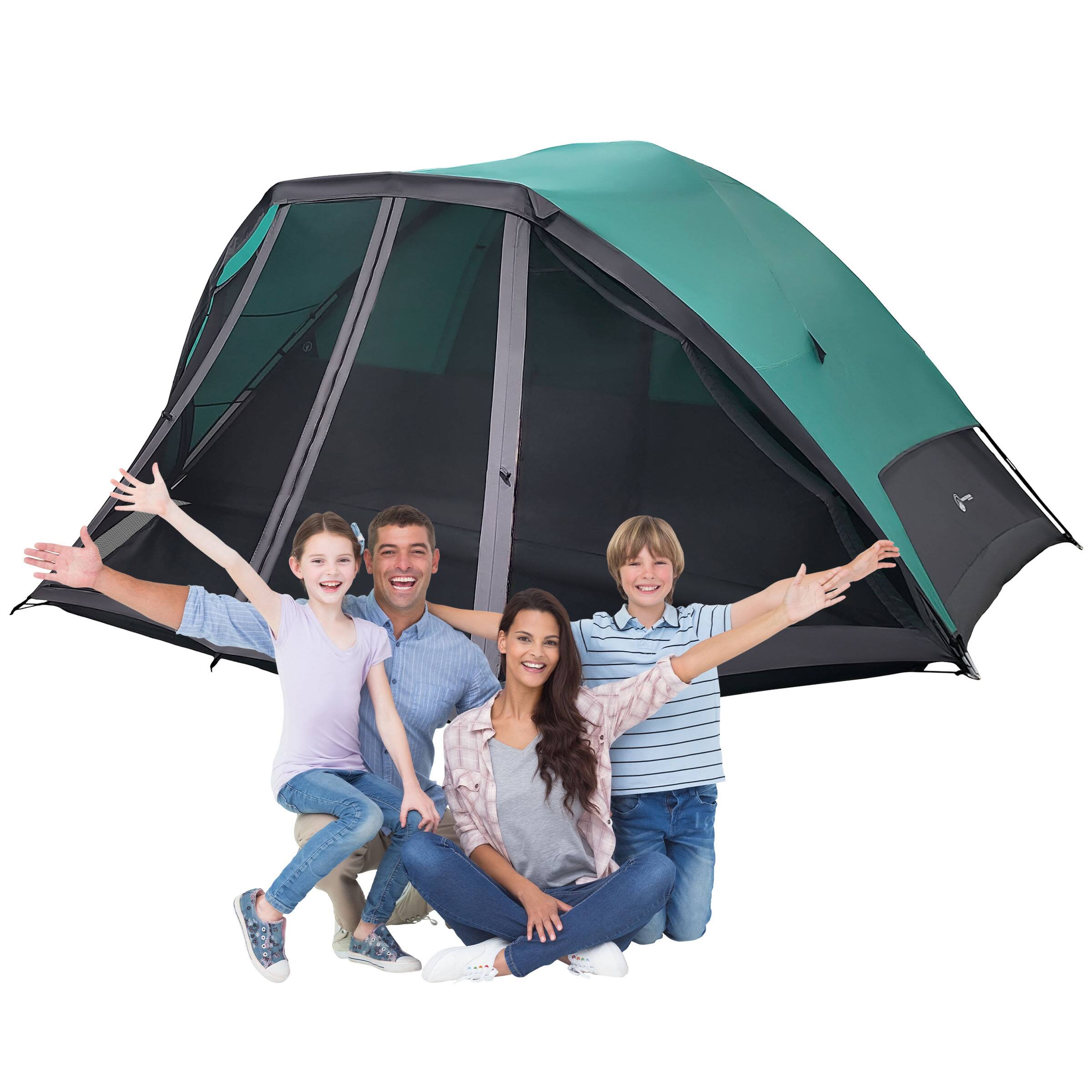 Alt View 1. Wakeman - 6 Man Tent with Screen Room - Teal.