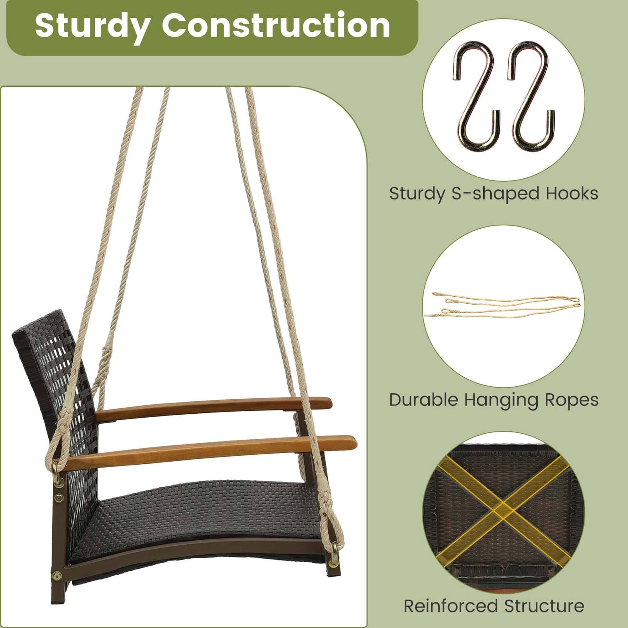 Sturdy Construction

Sturdy S-shaped Hooks
Durable Hanging Ropes
Reinforced Structure