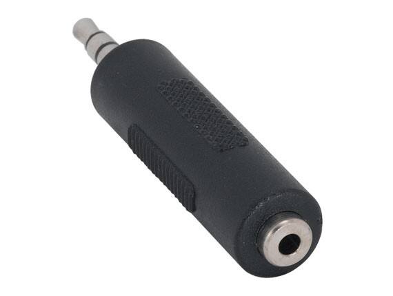 Angle. Cable Leader - 3.5mm to 2.5mm Stereo Adapter, 3-Pole Male to Female, Fully Molded - Black.