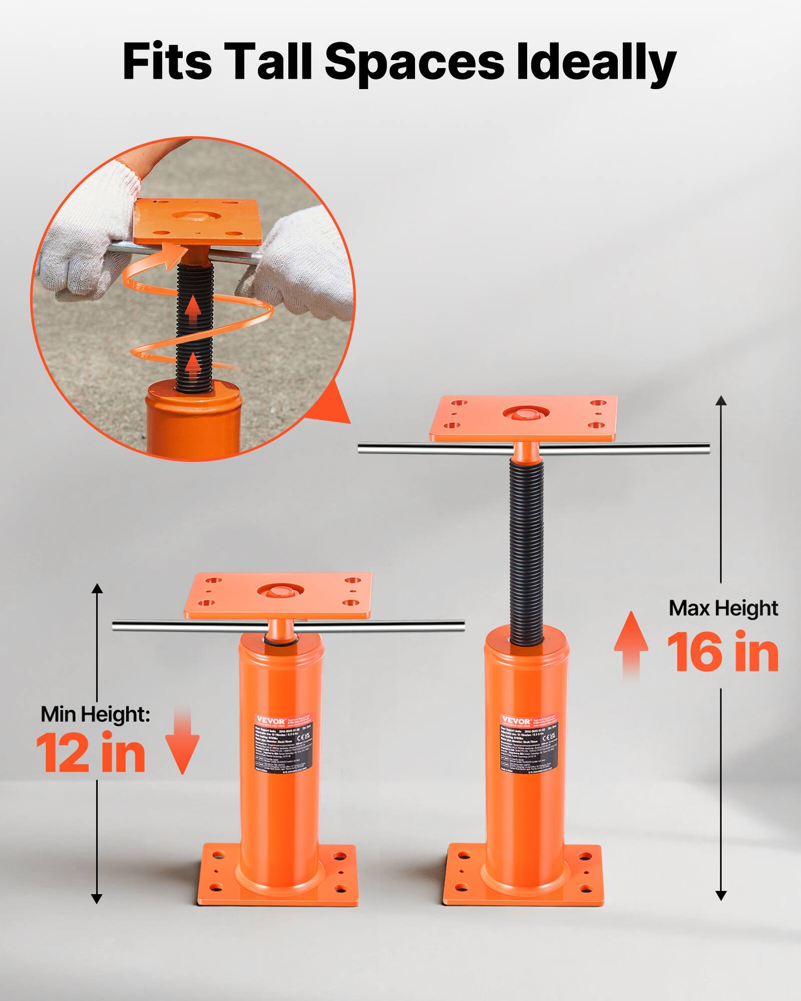 Fits Tall Spaces Ideally  
Max Height: 16 in  
Min Height: 12 in  
VEVOR P-CEM  
VEVOR C-F-1