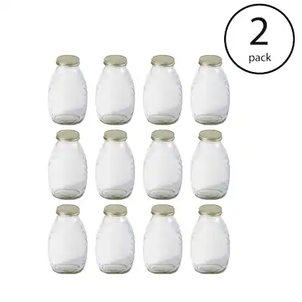 Front. Little Giant - Little Giant HJAR16 16-Ounce Beekeeping Honey Skep Jar w/ Airtight Lid (24 Jars) - Clear.
