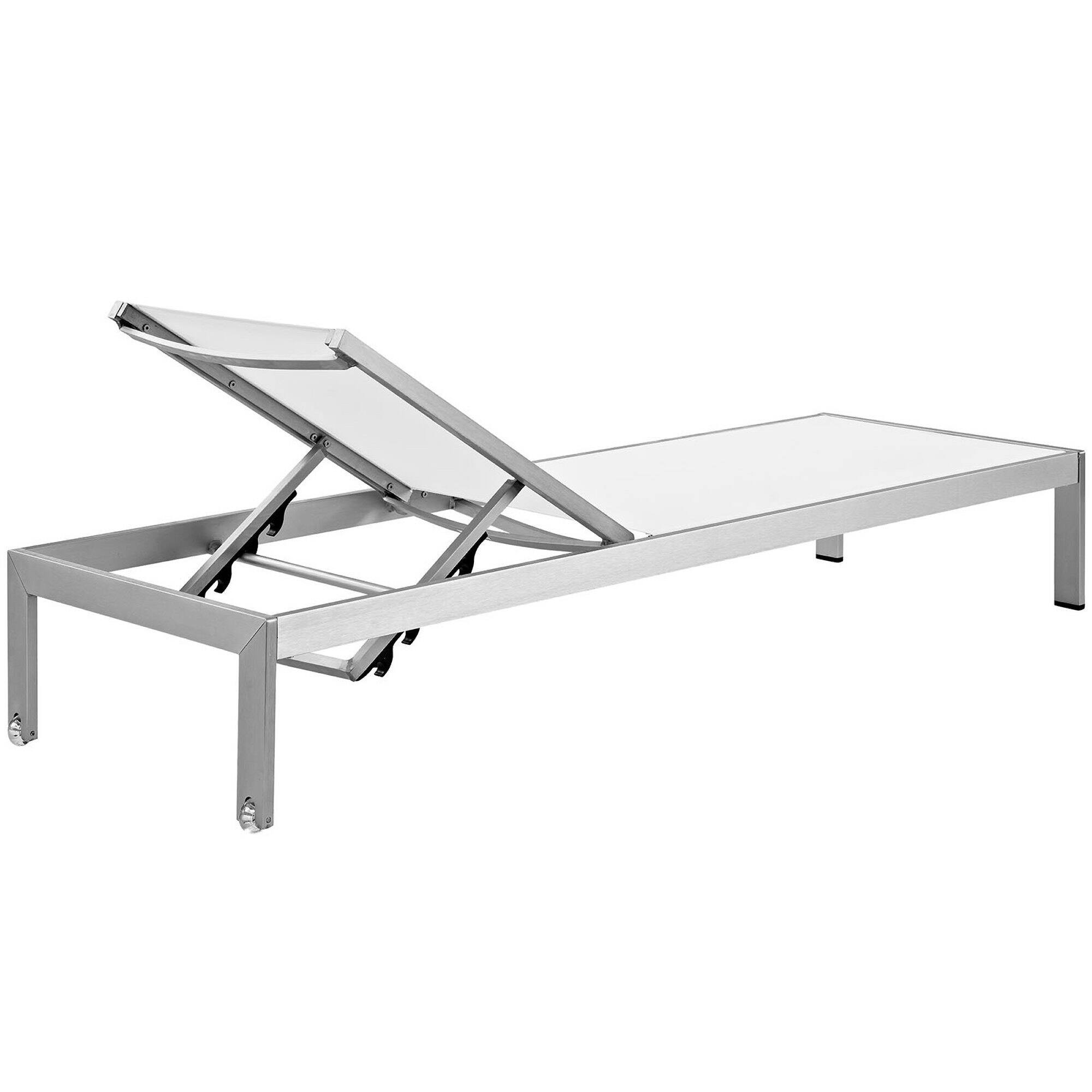 Back. Modway - Shore Outdoor Patio Aluminum Chaise Set of 6 - Reclining, 25 in Seat Width, Armless - Silver White.