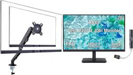 Acer - Vero V227Q J0bi 22" FHD IPS Monitor, 4ms Response Time, Anti-Glare (UM.WV7AA.005) w/HDMI cable, DKZ Hub & Single Arm - Black