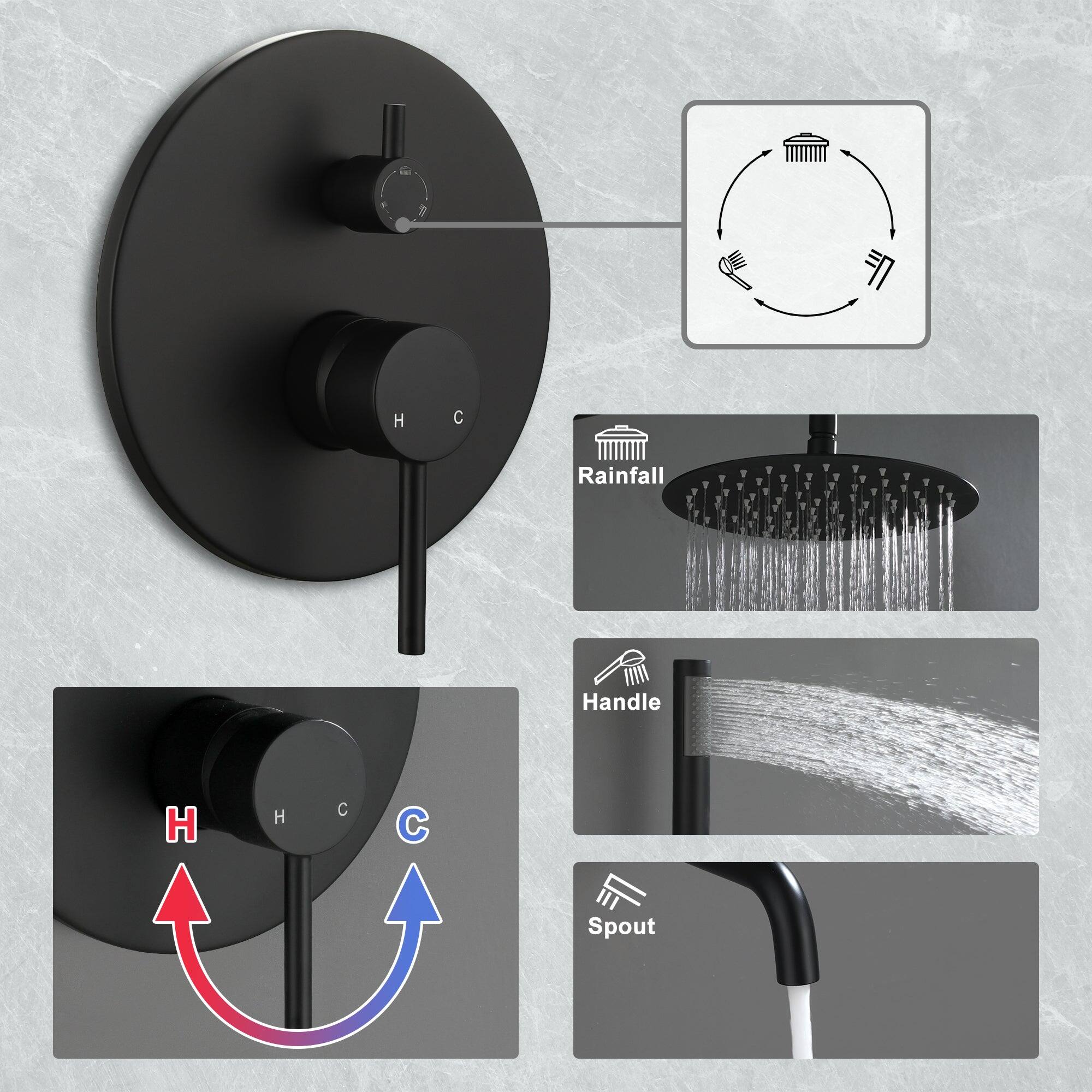 H H C Rainfall Handle Spout