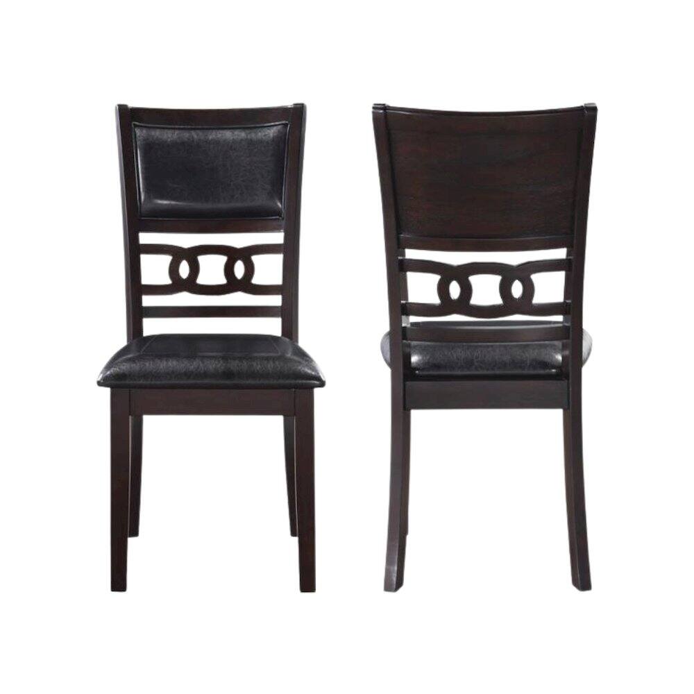 Front. FurniFact - Solid Wood Dining Chairs Set of 2 Contemporary Ebony Black - Black.