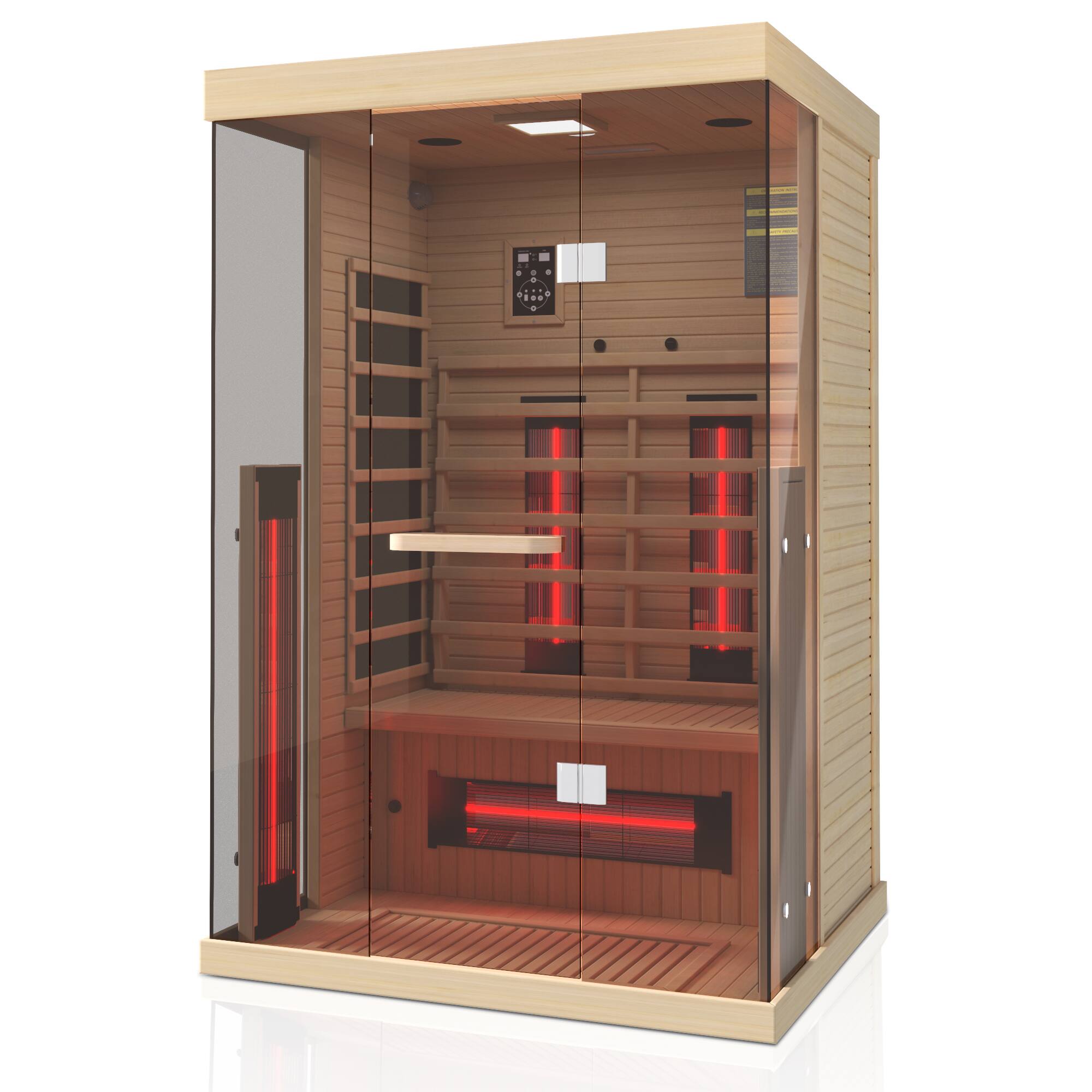 Front. U-HOMY - U-HOMY - Premium Infrared Sauna 2 Person - Wood Color.