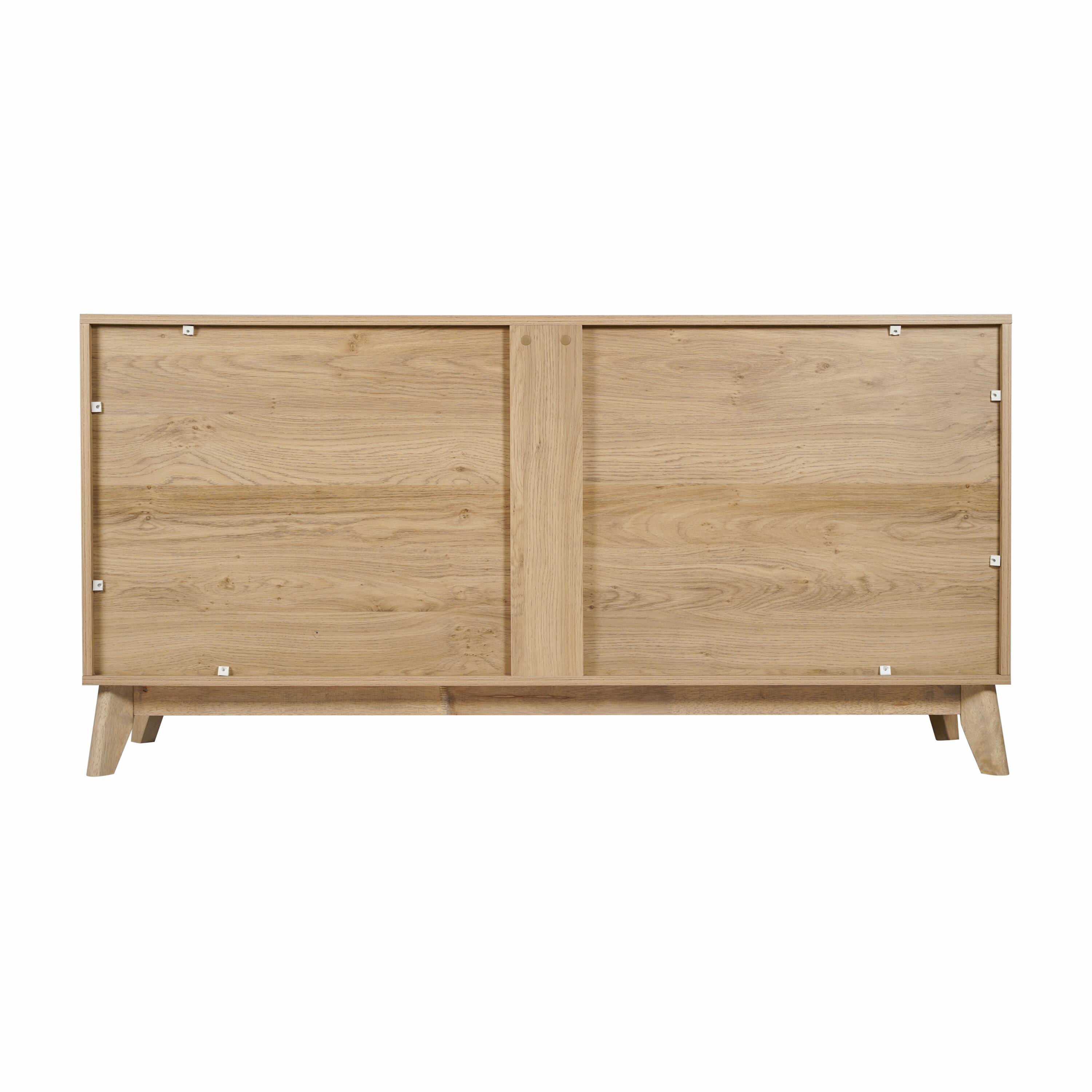 Alt View 5. Emma + Oliver - Mid-Century Modern Buffet/TV Stand with Soft Close Doors & Shelving - Light Natural.