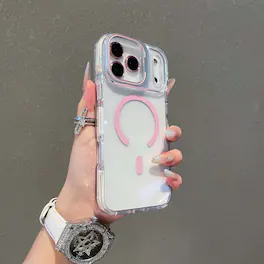 UUCOVER - Magnetic Case for Apple iPhone 17 Pro with Camera Lens Protector and Kickstand, Compatible with MagSafe Clear Cover - Pink