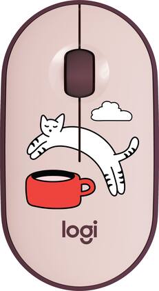 Logitech - Pebble Mouse 2 M350s Slim Bluetooth Wireless Mouse with Customizable Button and Quiet Clicks - Wireless - Coffee Cat