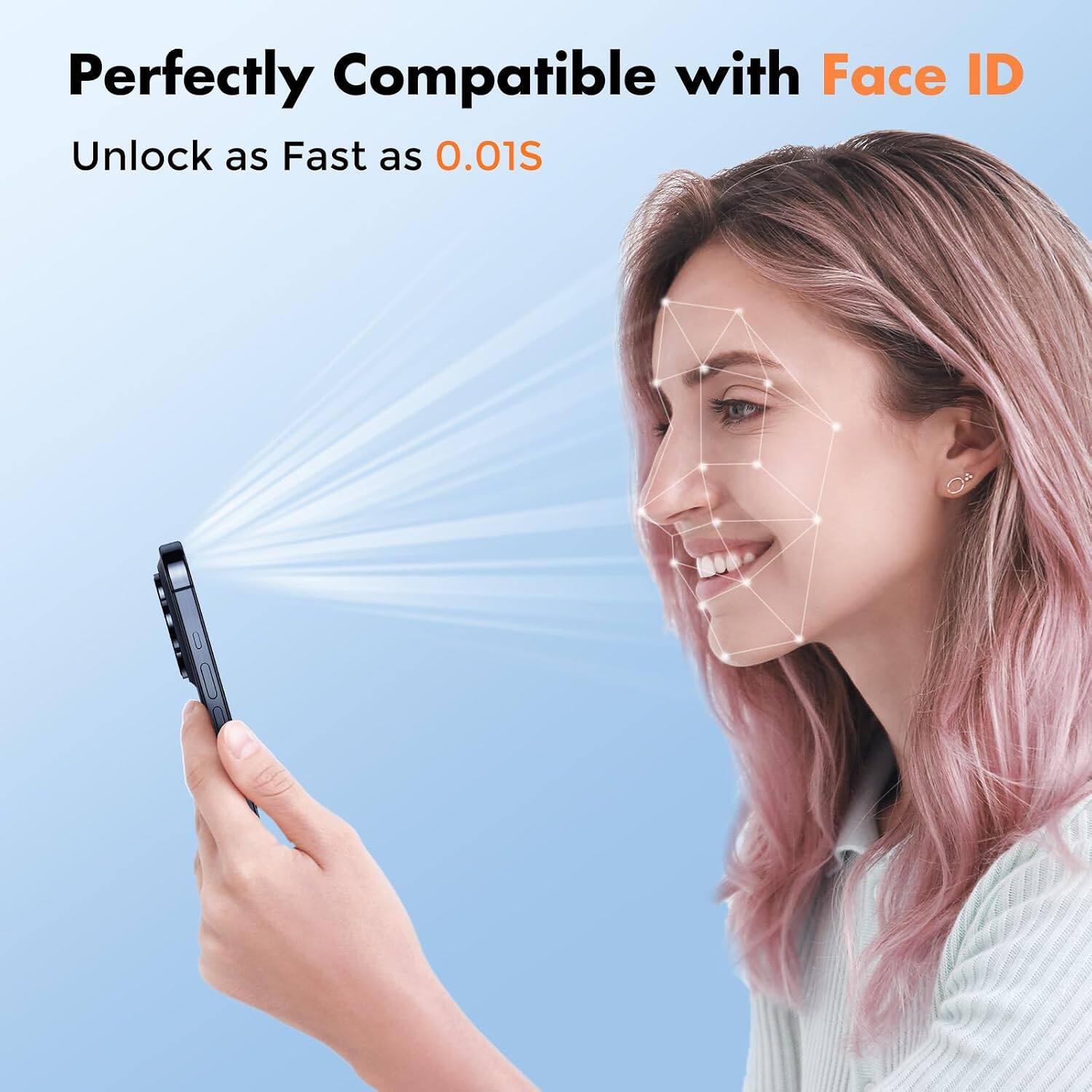 Perfectly Compatible with Face ID  
Unlock as Fast as 0.01S