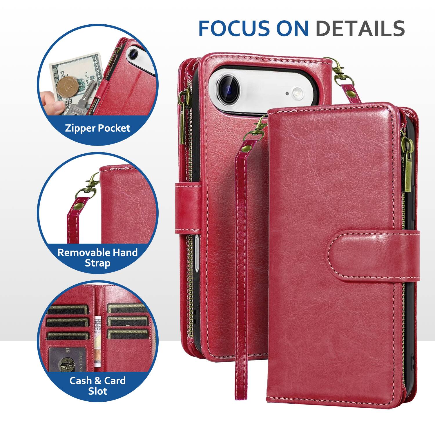 a H 9545A - ru FOCUS ON DETAILS  
Zipper Pocket  
Removable Hand Strap  
Cash & Card Slot