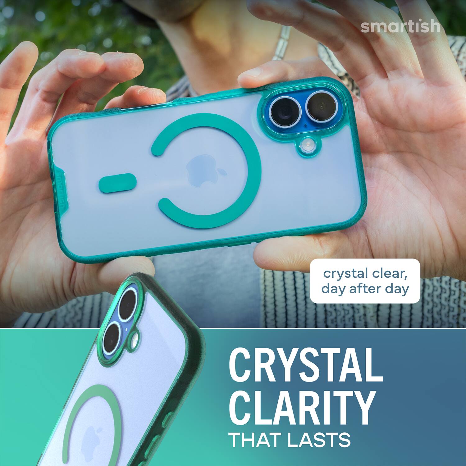 smartish  
crystal clear, day after day  
CRYSTAL CLARITY THAT LASTS