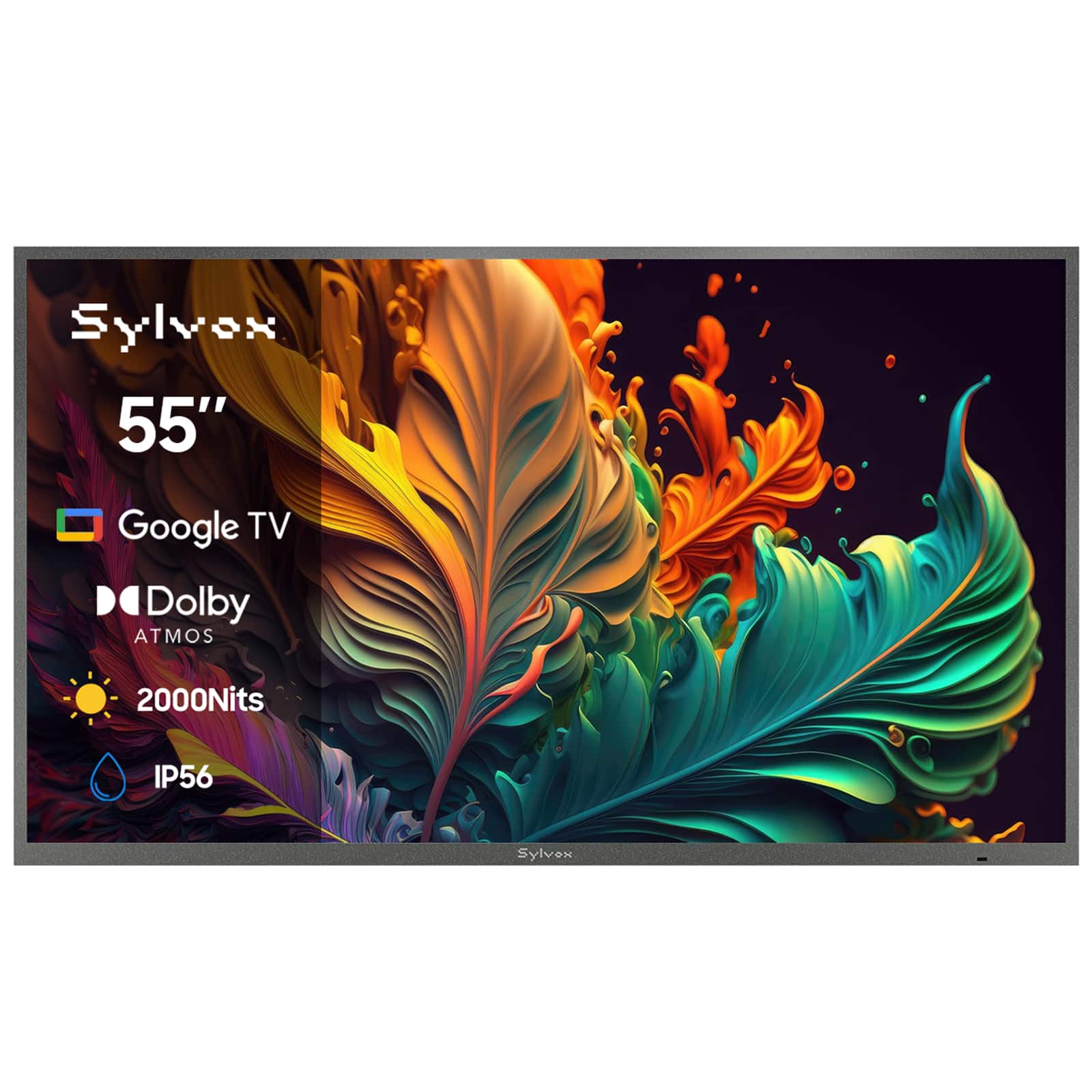 Sylvox - 55" Class Outdoor QLED TV, Pool Pro QLED 3.0, 4K, Full Sun, 2000 Nits, IP56 Waterproof, Google TV, Dolby Atmos