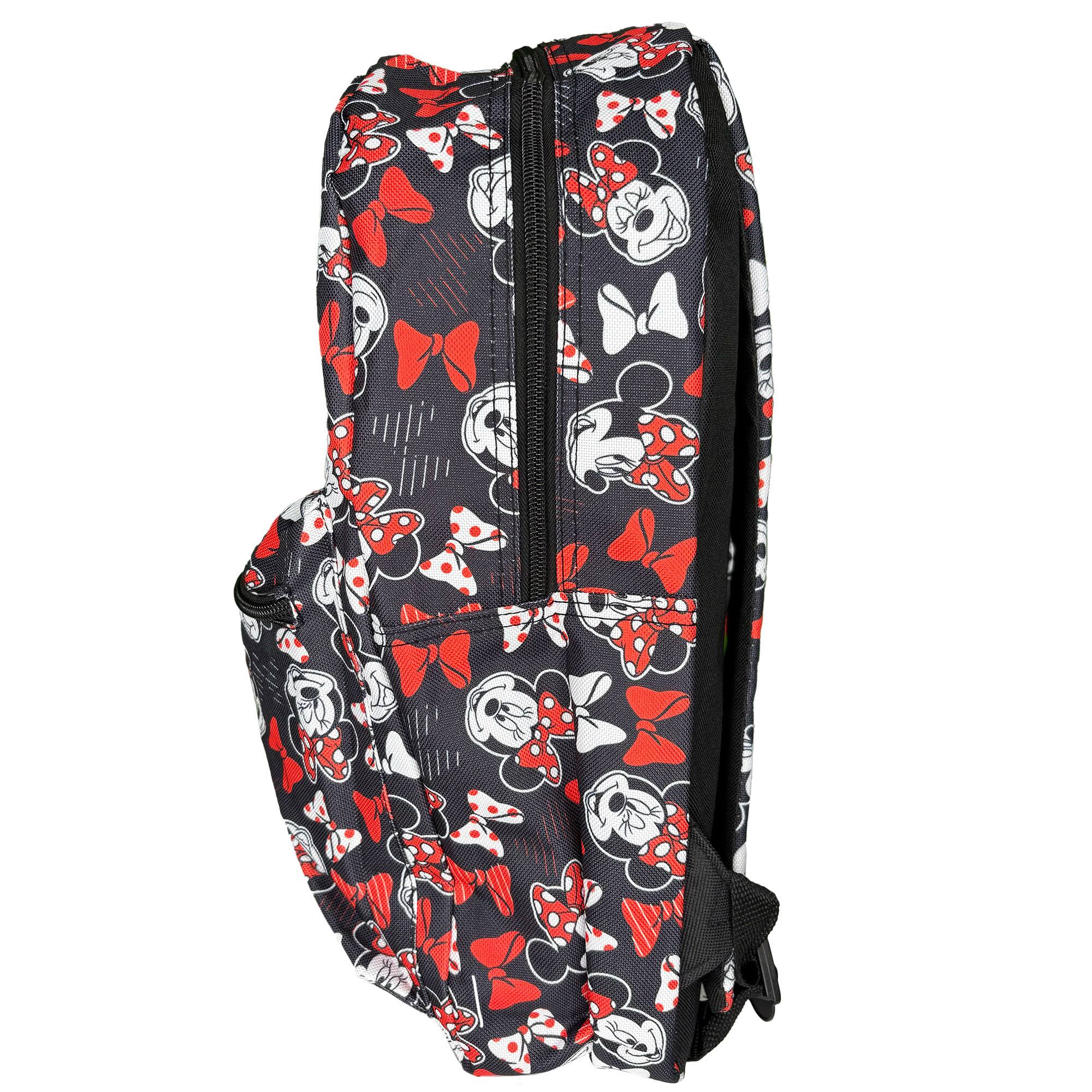 Alt View 4. UPD - Minnie Mouse & Bows All Over Print Black and Red 16" Backpack with Front Pocket - Multicolored.
