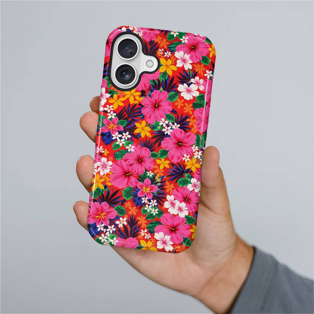 Alt View 3. BUBM - Smartphone Case for iPhone - 2-Layer Durable Smartphone Protection Case - Hibiscus Pop - Hibiscus Pop for iPhone 16 Plus.