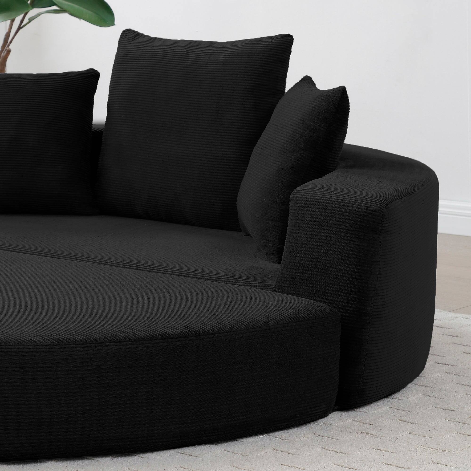 Alt View 7. Boyel Living - Convertible Corduroy Sofa Couch Bed Multi Functional Folding Futon Floor Lounge Sofa No Assembly Black - Black.