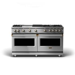 Viking - 5 Series 8.0 Cu. Ft. Freestanding Double Oven Gas Convection Range - Stainless Steel