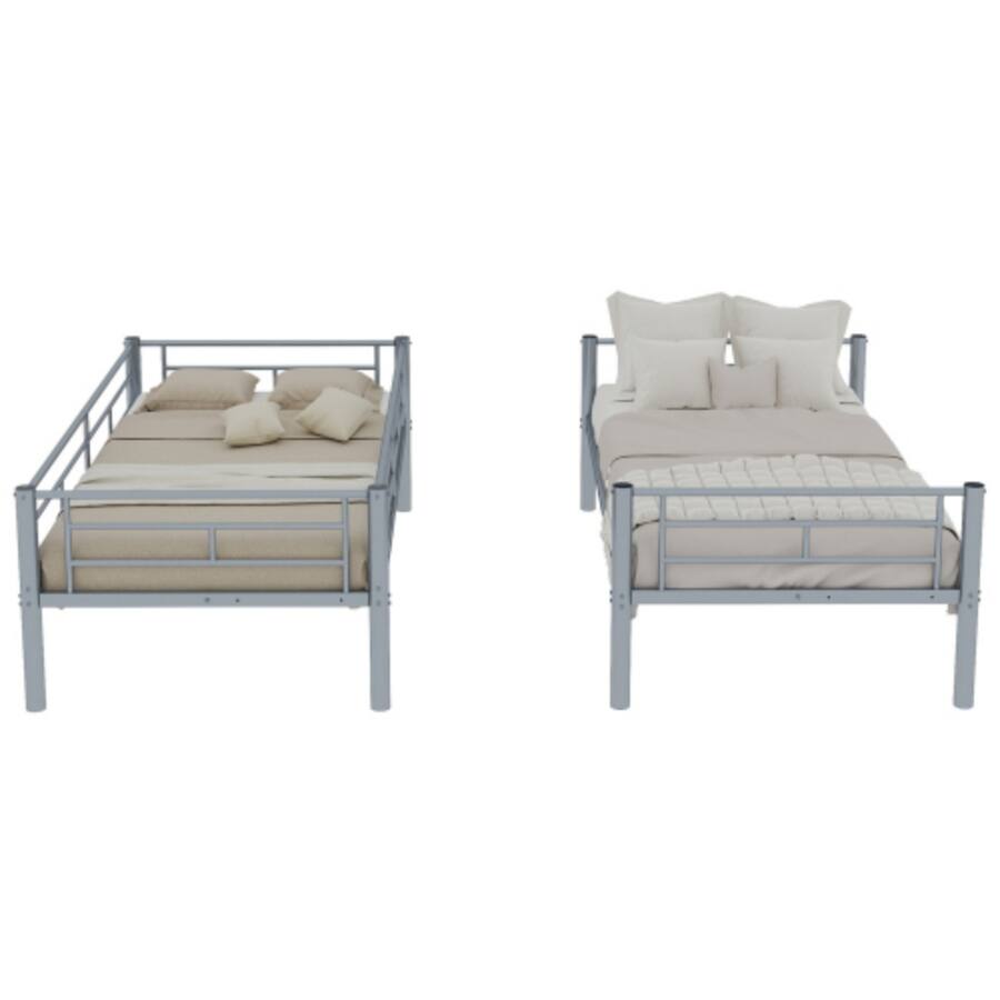 Two Separate Views LUCKY ONE Twin Over Twin Metal Bunk Bed for Kids, Durable Steel ...