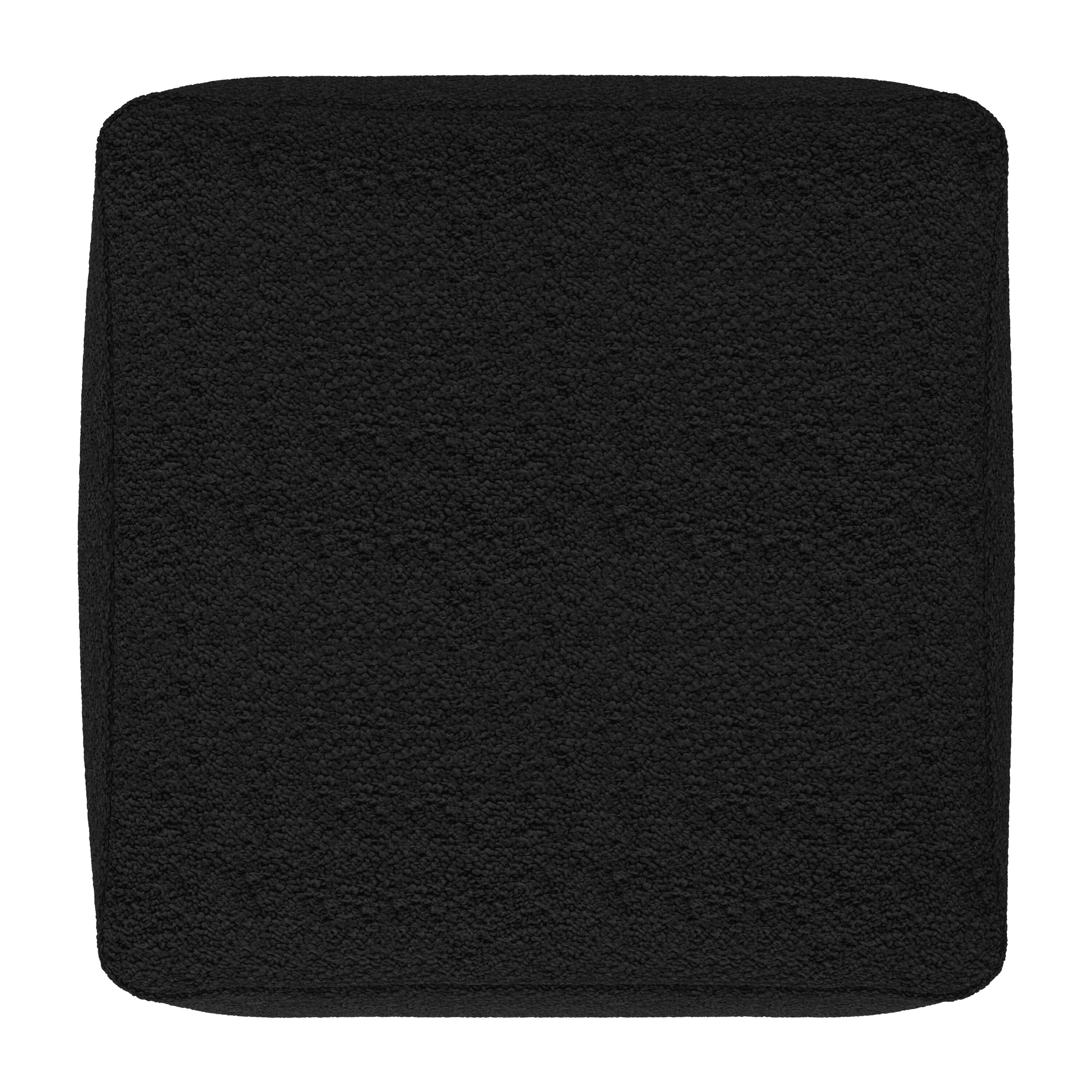 Back. Simpli Home - Chantal 24 inch Wide Contemporary Pouf in Black Boucle Fabric - Black.