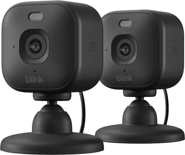 Blink - Mini 2K+ Compact plug-in security camera, 2K video resolution, color night vision, enhanced audio - 2 Cam - Black