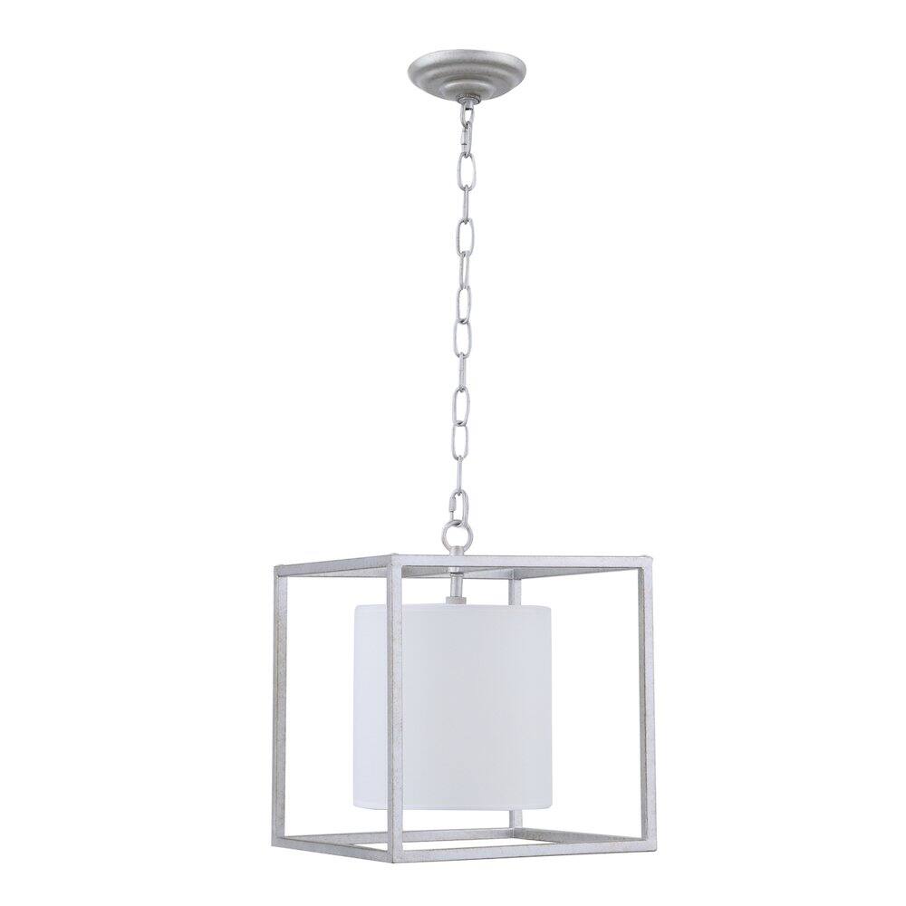 Alt View 1. Living District - Mirin 1 Light Vintage Silver And White Shade Pendant - Vintage Silver And White Shade.