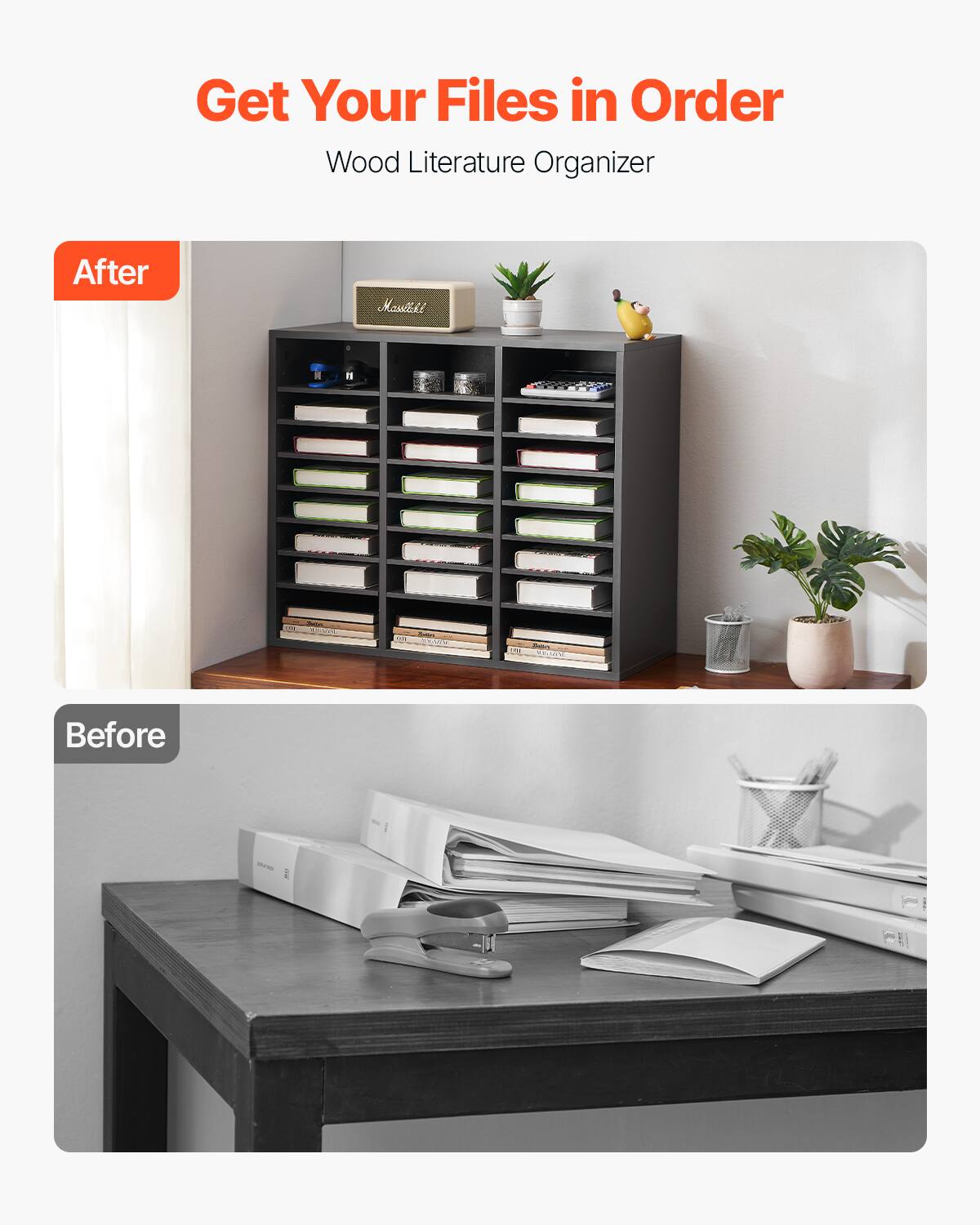 Get Your Files in Order  
Wood Literature Organizer  

After  

Before