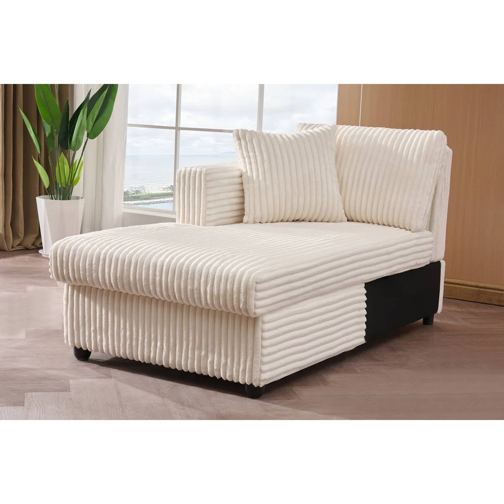 Angle. Yardgrace - 6-Seater Modular U-Shaped Sectional Sofa – Extra Large Corduroy with Double Chaises - Beige.