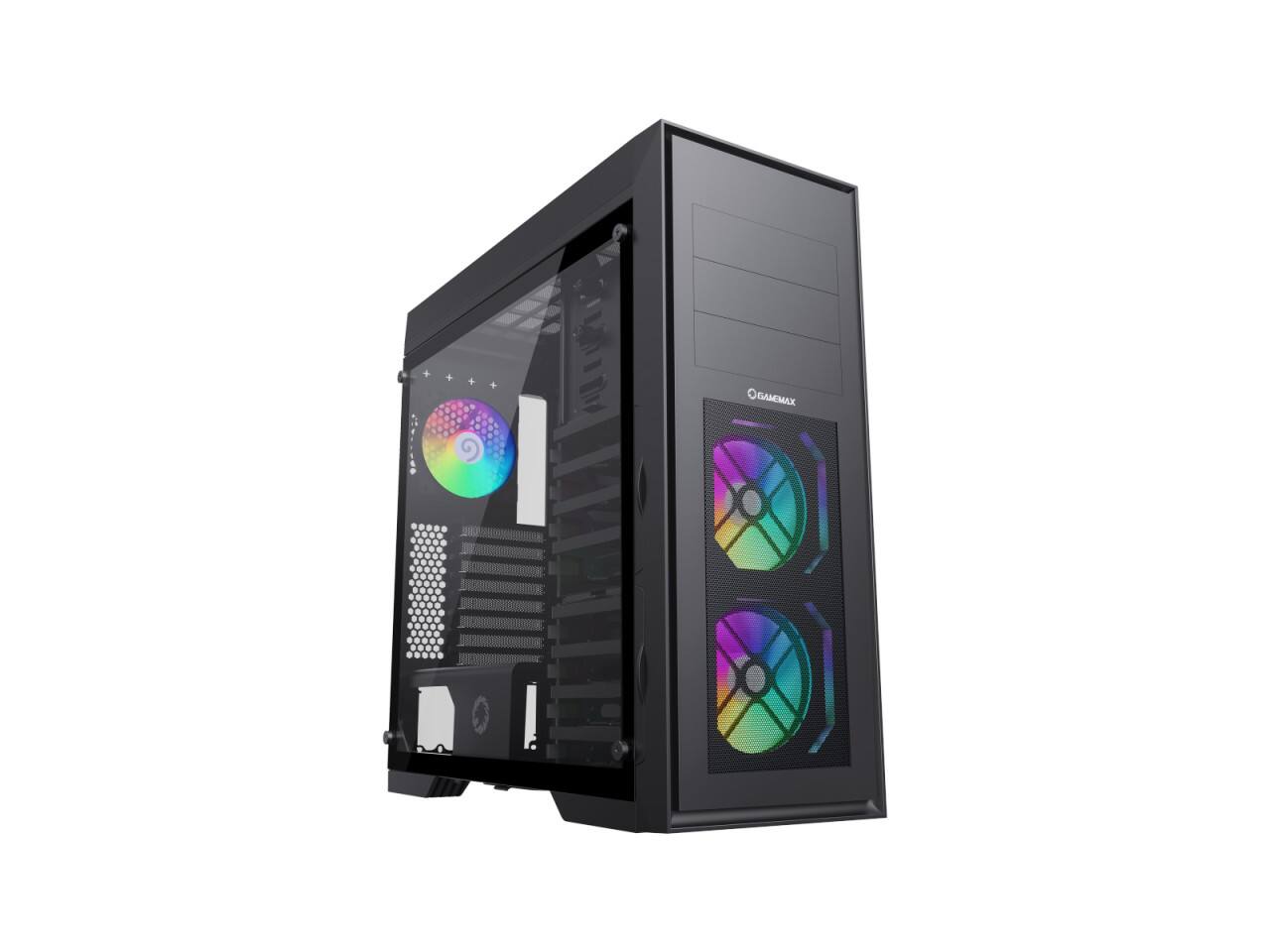 Angle. GAMEMAX - GAMEMAX MASTER 2 Black Tempered Glass USB3.0/Type C Full Tower ATX Case w/3 ARGB Fans, 4090TI & 360mm AIO Support - Black.